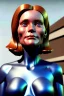 Placeholder: Ultra Realistic retro sci-fi, Supermarket parking scene, 1960 year, blonde woman, sweet young Juliane moore face, x ray lights eyes, face makeup, tight latex coat, levitating cars, many panic people, Retro sci-fi style, soft color, highly detailed, unreal engine 5, ray tracing, RTX, lumen lighting, ultra detail, volumetric lighting, 3d, finely drawn, high definition, high resolution.