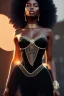 Placeholder: A portrait of a beautiful curvaceous black woman with long black hair, wearing a lace black corset, wizard, magical, ethereal, intricate, sharp lighting, misty. Concept art by wlop. Ultra quality 8k.