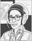 Placeholder: Outline art for coloring pages with Katherine Johnson, white background, sketch style, only use black outline, white background, no shadows and well and clear outline