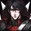 Placeholder: A headshot of a handsome, male medieval villain in his late 20's, scar on one cheek, he radiates raw dark power, wearing red and black leather fantasy armor, anime style, dark medieval background, intricately detailed