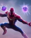 Placeholder: thanos dress up with spiderman suit, red and black, shooting spider web from wrist, full body close up, soft light atmosphere, light effect，vaporwave colorful, concept art, smooth, extremely sharp detail, finely tuned detail, ultra high definition, 8 k, unreal engine 5, ultra sharp focus