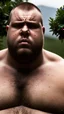 Placeholder: back portrait close up photography of a marocan ugly angry dirty burly stocky chubby farmer 31 years old, bullneck, strong arms, big belly, very sweat, long beard, very angry, angry eyes, near an olive tree , in the Italian countryside , September sun, ambient occlusion, DSLR, cinematic shot, hyper detailed photography, photorealistic, 50mm lens , strong side light, back view