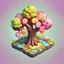 Placeholder: lollipop into cartoonist style tree model isometric top view for mobile game bright colors, color render hyper, lovely, surreal