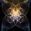 Placeholder: Mesmerizing abstract visual, 3d recursive Symmetrical structure of flowing translucent shapes, centered, soft aesthetic, negetive space.galaxsy background