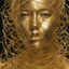 Placeholder: Woman face made of golden metal wires