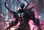Placeholder: Venom machine in 8k solo leveling shadow artstyle, white fox them, close picture, rain, Shredder helmet, neon lights, intricate details, highly detailed, high details, detailed portrait, masterpiece,ultra detailed, ultra quality
