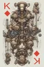 Placeholder: Colourful Bordered digital illustration of a shriveled homunculus hidden with a mechanical Mecha integrated with a throne. in the style of kaja foglio, Alchemy, Symbolism and Hermeticism. High quality, masterpiece. Dungeons And Dragons