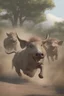 Placeholder: Animation image of warthogs running wild laughing, 8k high quality real life animation