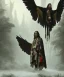 Placeholder: native american shaman, wise man, long black hair, black hooded coat like wings, 8k resolution concept art portrait by Greg Rutkowski