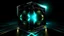 Placeholder: Tesseract from movie Loki, in the middle and with glow, background of picture black.