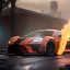 Placeholder: photo of a ultra realistic,set in fire modified sport car, cinematic lighting, battered, low angle, trending on artstation, 4k, hyper realistic, focused, extreme details, unreal engine 5, cinematic, masterpiece