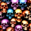 Placeholder: a picture of a dark, comedic, anatomically correct wall of colorful tightly packed skulls of varying sizes and expressions, photo realistic, insanely meticulous, highly detailed, part of a collection of bones on display, 64k, dystopian, vray