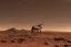 Placeholder: centaur in full-length neon light on Mars