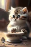 Placeholder: The cute cat eating