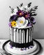 Placeholder: drip cake style with the elegance of edible flowers for a visually stunning cake ,colouring page,white background, bold black lines, simple details, black and white