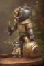 Placeholder: small cute steampunk mechanical monkey