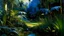 Placeholder: A blackish blue jungle filled with bugs painted by John Singer Sargent