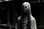 Placeholder: Japanese female ghost, scary face, with a long neck
