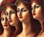 Placeholder: Realistic detailed face portrait of The goddess of beauty, goddess of spell and goddess of joy. "The Three Graces"