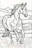 Placeholder: coloring page for kids, horse, thick outline, low details, no shading, no color