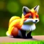 Placeholder: cute little Fox with big, round He lives in a purple nest in the forest and loves to go out and greet the animals he meets along the way. curious and helpful