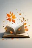 Placeholder: square logo , landscape with leaf fall, flying leaves in the book