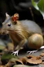 Placeholder: una nueva rara especie de roedor con cuerpo alargado, con patas traseras musculosas, grandes y largas y delanteras hábiles para coger frutos.