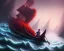 Placeholder: sango fantasy, fantasy magic, intricate, sharp focus, illustration, highly detailed, digital painting, concept art, matte, Greek mythology Charon ferryman in boat on river styx, sharp jagged rocks, red purple blue colours, red hot lava river