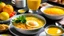 Placeholder: Breakfast served with coffee, orange juice, scrambled eggs, cereals, ham and cheese.