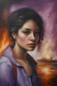 Placeholder: Portrait of Sizzy Sezno - oil painting by Jatam Minicor - fire, fog, mist, smoke and purple rain