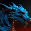 Placeholder: A3D rendering of a Navy-Blue Dragon with Red eyes in the artist style of Jeff Easley, Gerald Brom, Greg Hildebrandt.