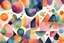 Placeholder: "Whimsical Watercolor Stories": Develop a poster of geometric shapes of all sizes that tells a visual story using watercolor swatches. Let your imagination run wild as you create a narrative through vibrant and expressive colors, vibrant rich shady colorful, shiny metallic feel