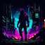 Placeholder: Vector illustration, Minimalistic, Digital illustration, a Little [Vintage tshirt print design (on a white background1.2), cyberpunk dreamscape, digital art of a pixelated warrior battling through a dystopian gaming world, (neon noir1.2), futuristic and edgy, reminiscent of classic RPGs.