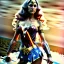 Placeholder: Epic full body portrait of busty atletic young beautiful Wonderwoman with Sword and Shield Luis Royo styles