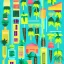 Placeholder: city, tropical, latino, plants, flat design, 2 colors, risograph zine