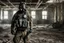 Placeholder: A hyper-realistic ,man in tactical military gear wearing a gas mask with the chaos insurgency symbol on the shoulder patch inside an abandoned research facility, Photo Real, HOF, full size, practicality,manufacturability,performance, (((realism, realistic, realphoto, photography, portrait, realistic, elegant, charming, apocalyptic environment, professional photographer, captured with professional DSLR camera, trending on Artstation, 64k, ultra de