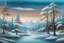 Placeholder: Tokyo Japan in the style of; Arctic Winter Day, by Bob Ross. Courtesy of the Franklin Park Arts Center and Bob Ross Inc. BOB ROSS