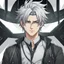 Placeholder: A stunningly detailed (((headshot portrait))), capturing the essence of a young man in his 20s with silver hair and piercing gray eyes, exuding a sense of confidence and protection, anime realism style