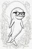 Placeholder: Outline art for cute coloring pages with dolphin with glasses, full body, white background, sketch style, only use outline, clean line art, no shadows and clear and well outlined.