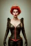 Placeholder: Hannah Waddingham as evil queen in black leather, busty, cleavage, volouptous, rebecca Welton, angry, stern look. character design by cory loftis, fenghua zhong, ryohei hase, ismail inceoglu and ruan jia. unreal engine 5, artistic lighting, highly detailed, photorealistic, fantasy