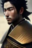 Placeholder: Detailed young samurai man, black hair, black leather armor, intricate details, full body portrait, keep head in frame, black Japanese motif, concept art, highly detailed, digital painting, concept art, sharp focus, illustration, HDR, octane render