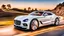 Placeholder: A sleek white shiny (((Bentley Porsche 2024))), its contours and details perfectly captured in a (((cinematic view))), zipping along a winding road under a beautiful blue black night sky