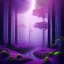 Placeholder: rainy forest with a purple planet over the land