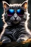 Placeholder: incredibly cute beautiful little grey fluffy kitten with sunglasses , bioluminescent vivid colors, dynamic light and shadow, very detailed scene with intricate details, realistic, natural colors ,perfect composition, insanely detailed 32k artistic photography, photorealistic concept art, soft natural volumetric light