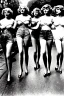 Placeholder: Four ziegfeld Girls on jeans walking front