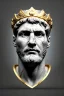 Placeholder: Ultra Realistic image, Roman sculpture, white marble material, Lionel Messi, gold Laurel leaves wreath, renaissance ornaments, radial gold lines, one gold star in heart, radial composition, geometric ornaments, blue marble background, chisel style, waist up portrait, emperor style, epic, celestial, cinematic lighting, God light, god rays, 4k resolution, smooth details, ornate details, soft lighting, unreal engine 5, art station, substance 3d.