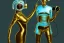 Placeholder: Golden to cyan surfaces body, latex. Tendril-mask-Synthesizer-proboscis. Lightly armored bodies. Metallic headphones and speakers. Man and hot Russian military girl. Old-fashioned cameras ntegrated to heads. Strange Steam-punk Silver tumbler hands! Dystopia perfect body. Mind-download from 1960's computer. Partly symmetrical in relation to speaker. Perfect golden ratio in all directions. Space-corruption. Steam-machines-tubes. Oppressive atmosphere. Thick Mind-upload-cable