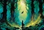 Placeholder: create a wildly conceptual illustration of sorceress coven gathering in an ethereal, otherworldly , darkened, ancient forest draped in hanging moss and climbing vines, in the comic book art style of Bill Sienkiewicz, Mike Mignola, Sparth, and Jean Giraud Moebius, finely drawn, colored and inked, suffused with dramatic natural light and shadow under a midnight blue moon