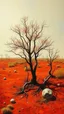 Placeholder: An orangish red scorched earthy grounds painted by Edward Hicks