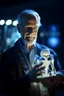 Placeholder: portrait of flashy transparent old man scientist showing of his glowing skeleton, zeiss prime lens, bokeh like f/0.8, tilt-shift lens 8k, high detail, smooth render, down-light, unreal engine, prize winning